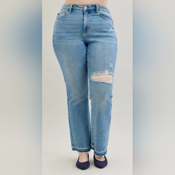 Judy Blue Mid Rise Medium Wash Released Shadow Hem Bootcut Jeans Various NEW - Picture 5 of 16